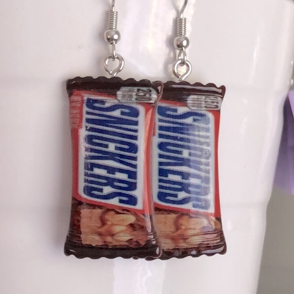 New Snickers Chocolate Bar Oversized Dangling Earrings Fun Novelty Unique Gifts - Picture 8 of 8